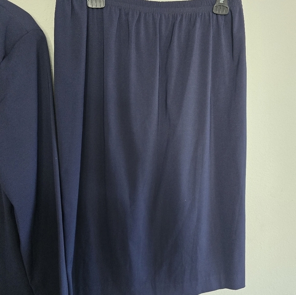 VTG Leslie Fay 2Piece Skirt Suit 16 Blue Long Sleeve Button Up Double Breasted - Picture 4 of 16